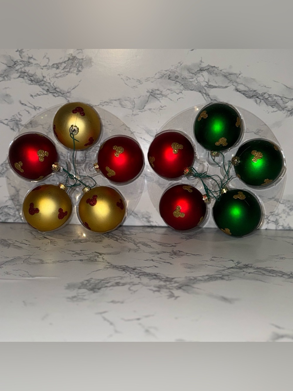 Disney Parks Mickey Mouse Glitter Round Christmas Ornaments - Picture 4 of 10